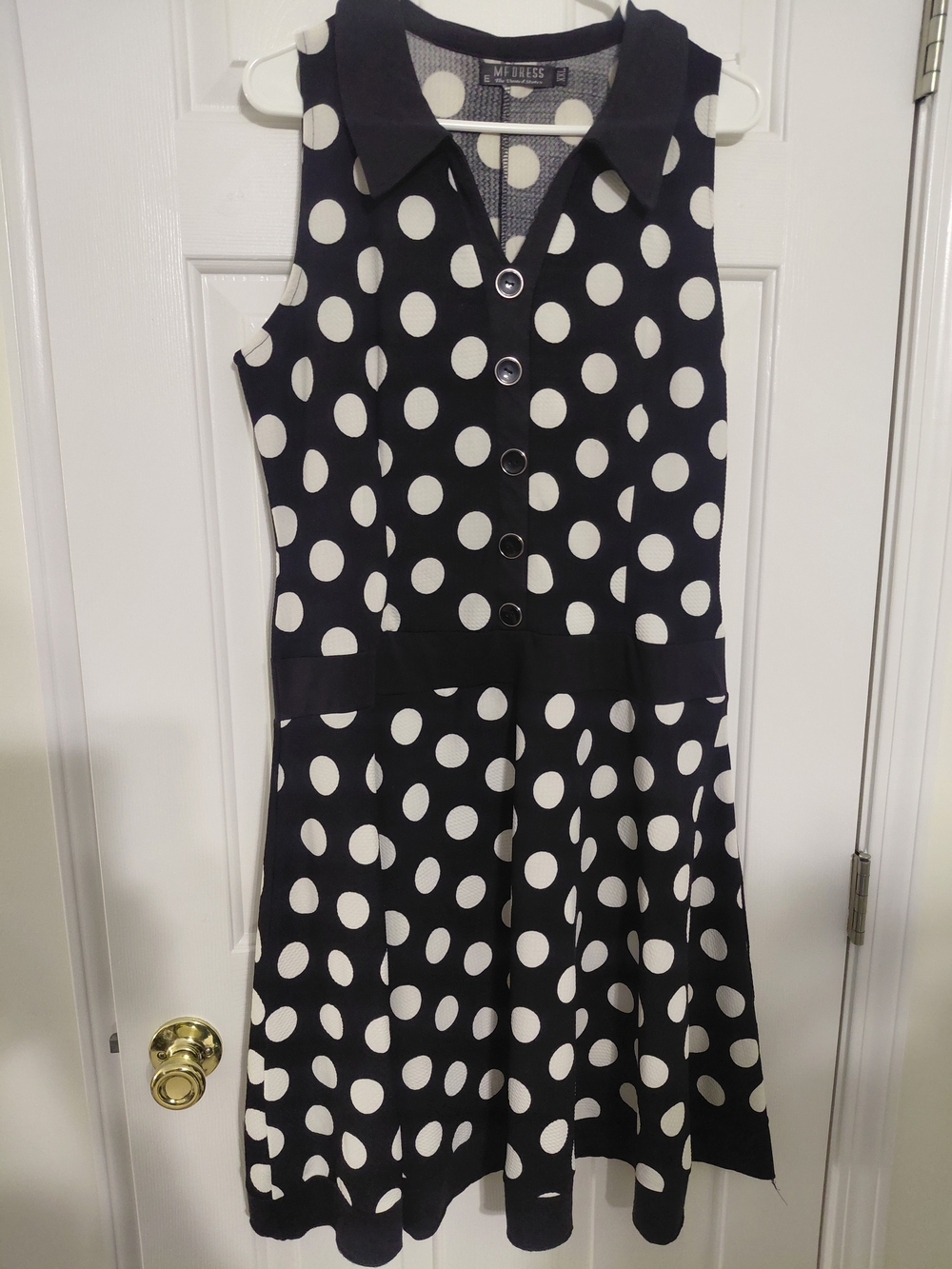 Black & White Polka Dot Sleeveless Fit-and-Flare Dress